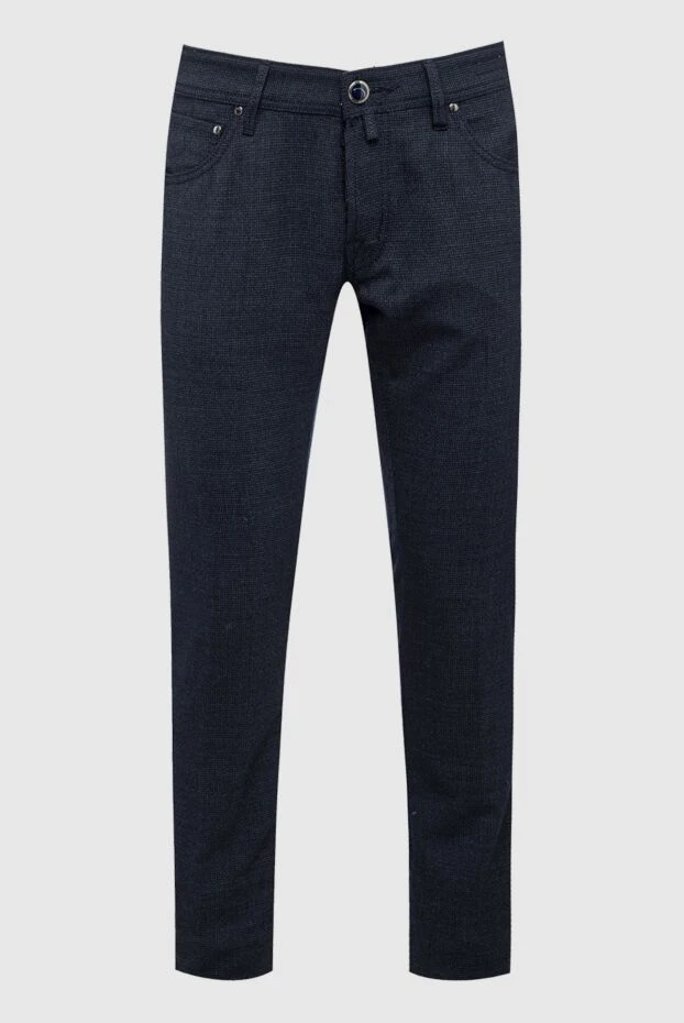 Jacob Cohen man men's blue wool and polyester trousers купить с ценами и фото 148680 - photo 1