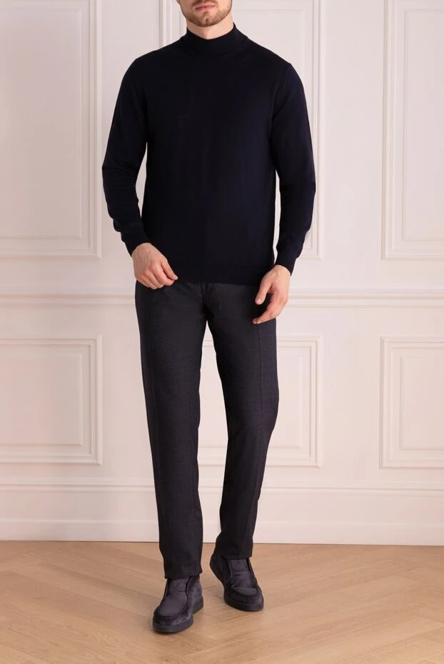 Jacob Cohen man men's blue wool and polyester trousers купить с ценами и фото 148680 - photo 2