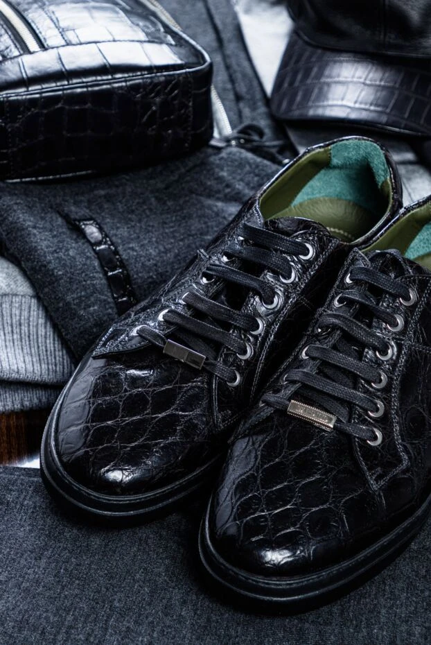 Tardini шынайы аллигатор былғарыдан жасалған кроссовкалар баулары мен екпінді фитингтері бар
 148697 - фото 3