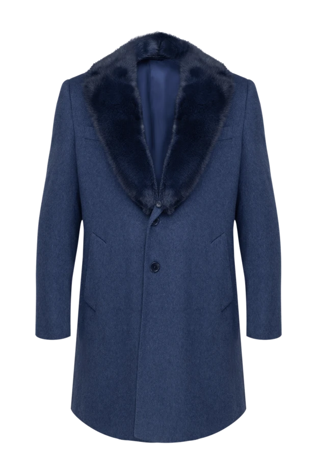 Cesare di Napoli man blue cashmere and mink coat for men купить с ценами и фото 148698 - photo 1