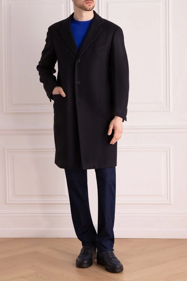 Borrelli man black wool coat for men купить с ценами и фото 148704 - photo 2