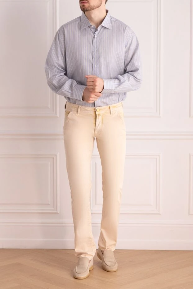 Jacob Cohen man men's beige cotton and elastane trousers купить с ценами и фото 148880 - photo 2