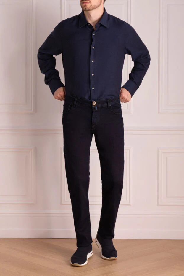 Alessandro Gherardi man men's blue cotton and cashmere shirt купить с ценами и фото 148978 - photo 2