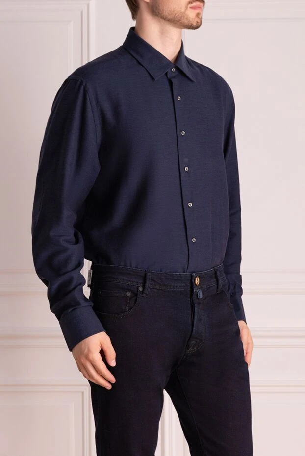 Alessandro Gherardi blue men's business style shirt made of cashmere and cotton
 148978 - photo 3