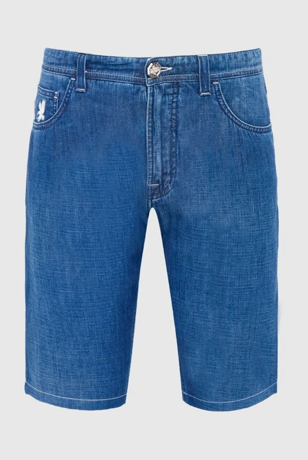 Шорты из хлопка и льна синие мужские - фото 1