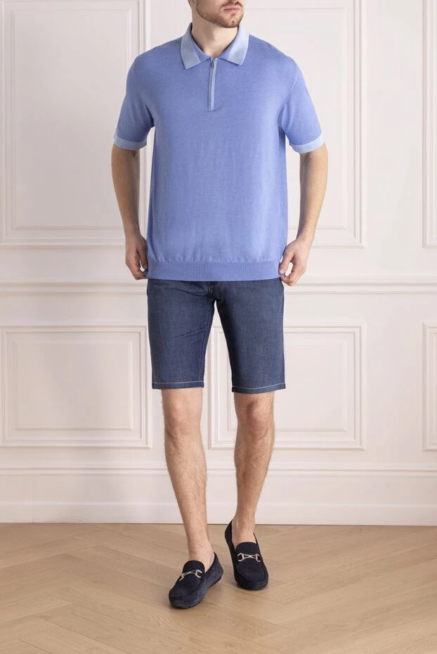 Шорты из хлопка и льна синие мужские - фото 2