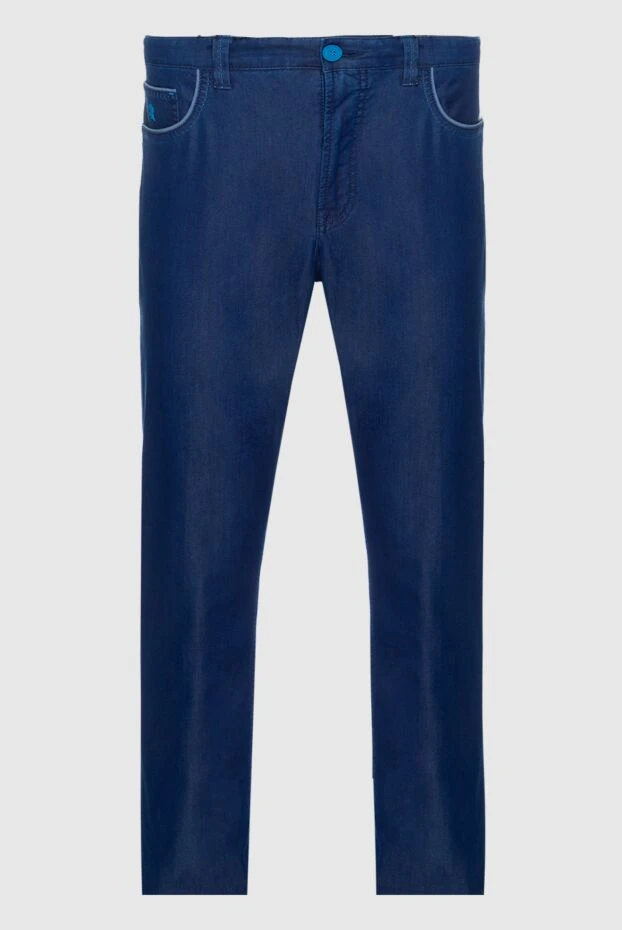 Dark blue slim-fit jeans with contrasting pocket trim
- photo 1