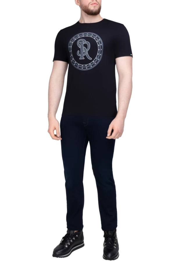 Stefano Ricci футболка из хлопка и модала черная мужская 149076 - фото 2