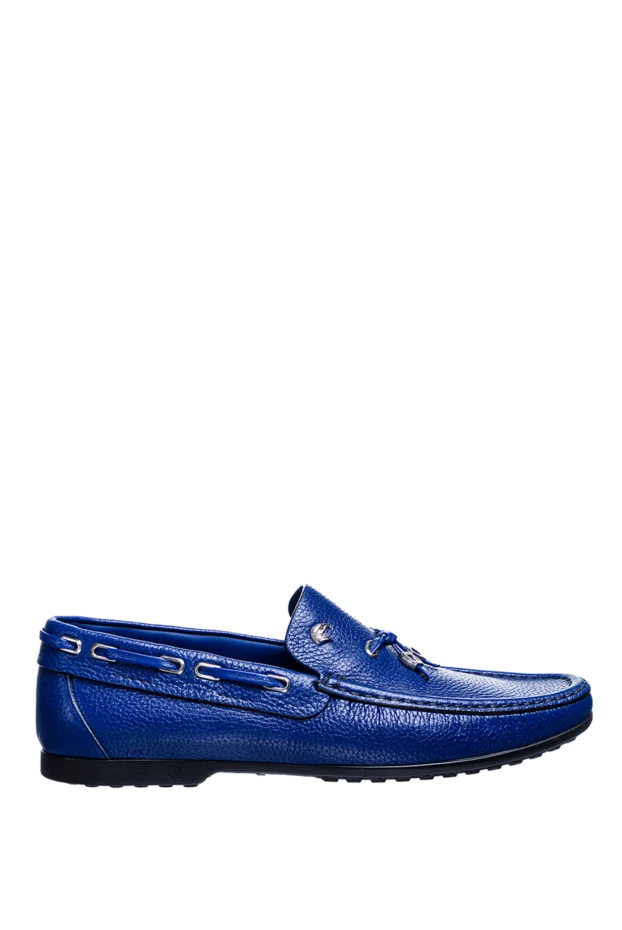 Blue leather moccasins for men - photo 1