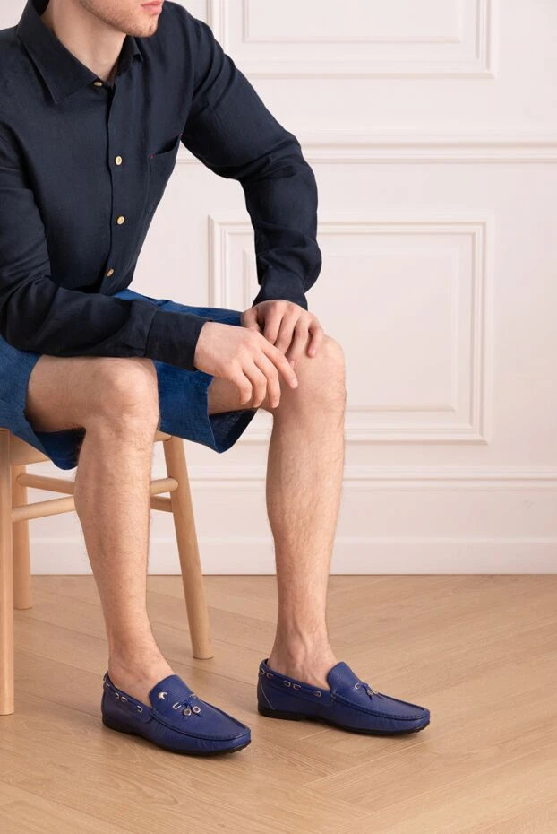 Stefano Ricci ерлерге арналған көк былғары мокасиндер 149077 - фото 2