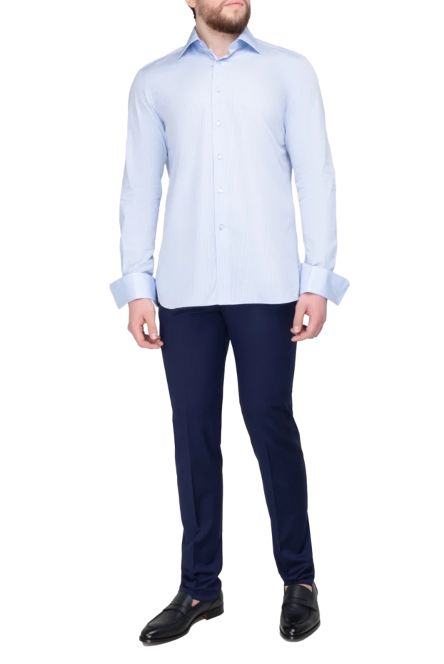 Stefano Ricci рубашка из хлопка голубая мужская 149103 - фото 2