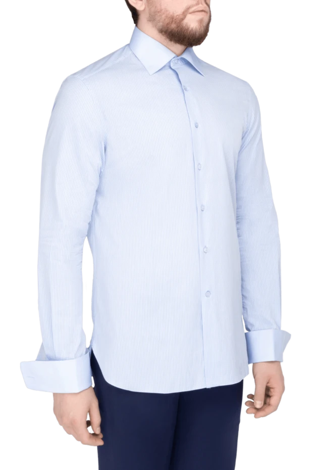 Stefano Ricci рубашка из хлопка голубая мужская 149103 - фото 3