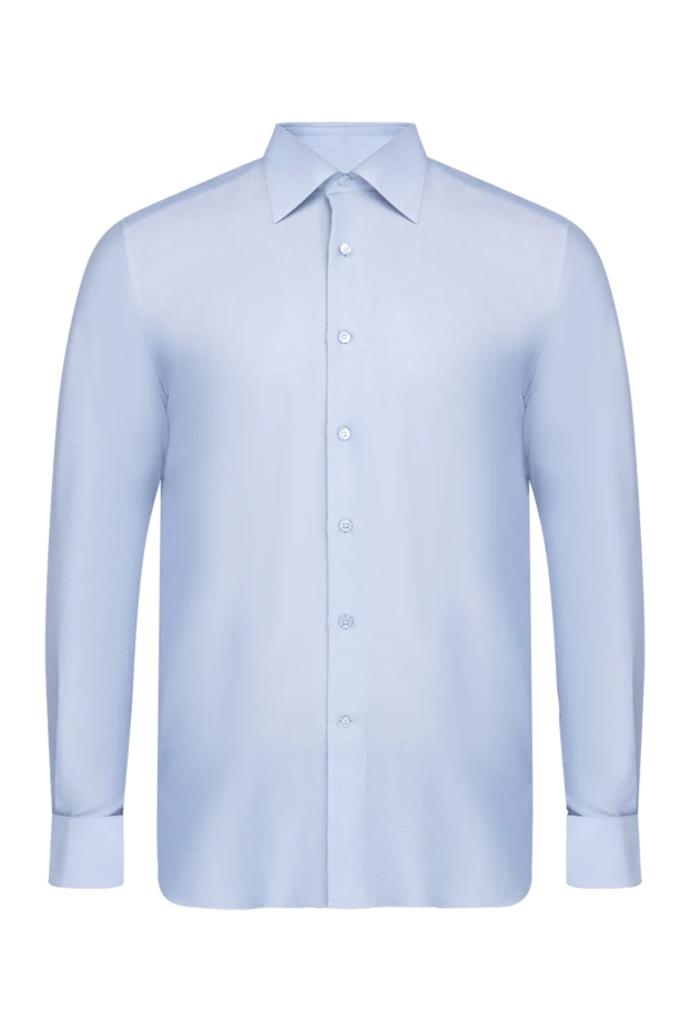 Stefano Ricci рубашка из хлопка и шелка голубая мужская 149106 - фото 1