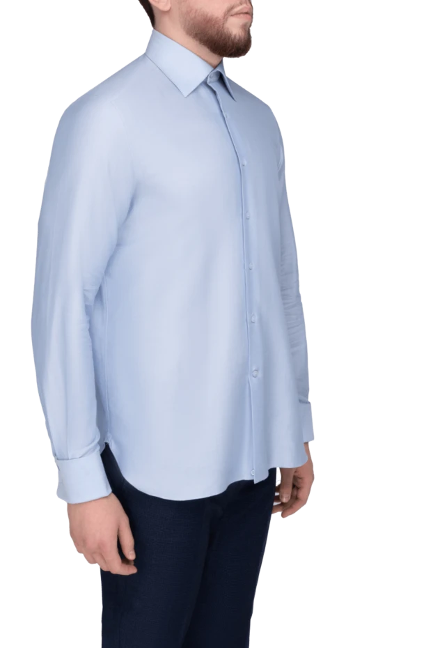 Stefano Ricci рубашка из хлопка и шелка голубая мужская 149106 - фото 3