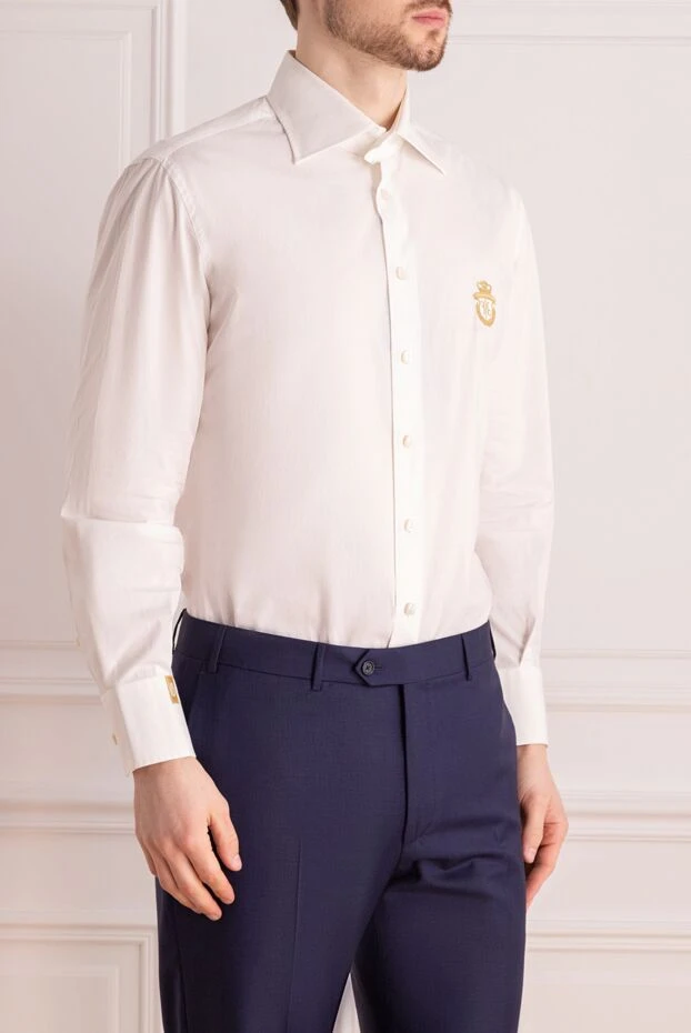 Billionaire мужская рубашка классическая белая с золотым гербом и длинным рукавом 149152 - фото 3