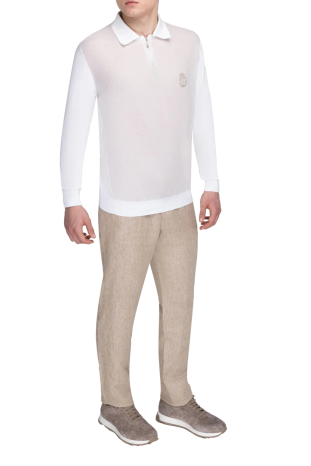 Billionaire man cotton long sleeve polo white for men купить с ценами и фото 149163 - photo 2