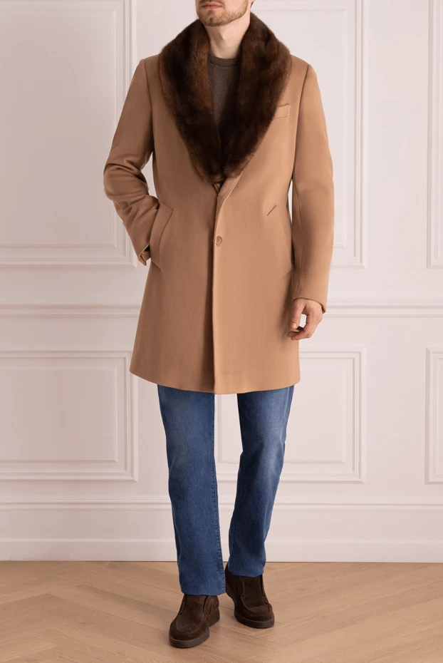 Cesare di Napoli man beige wool coat for men купить с ценами и фото 149196 - photo 2