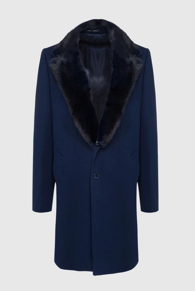 Cesare di Napoli man blue wool and mink coat for men купить с ценами и фото 149198 - photo 1