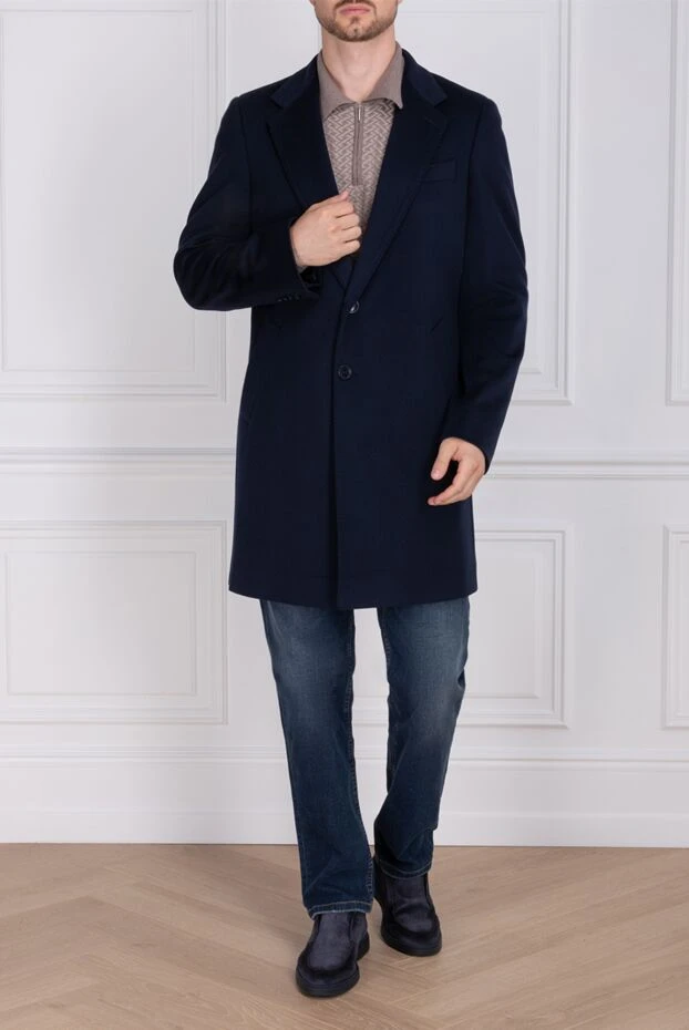 Cesare di Napoli man blue wool coat for men купить с ценами и фото 149199 - photo 2