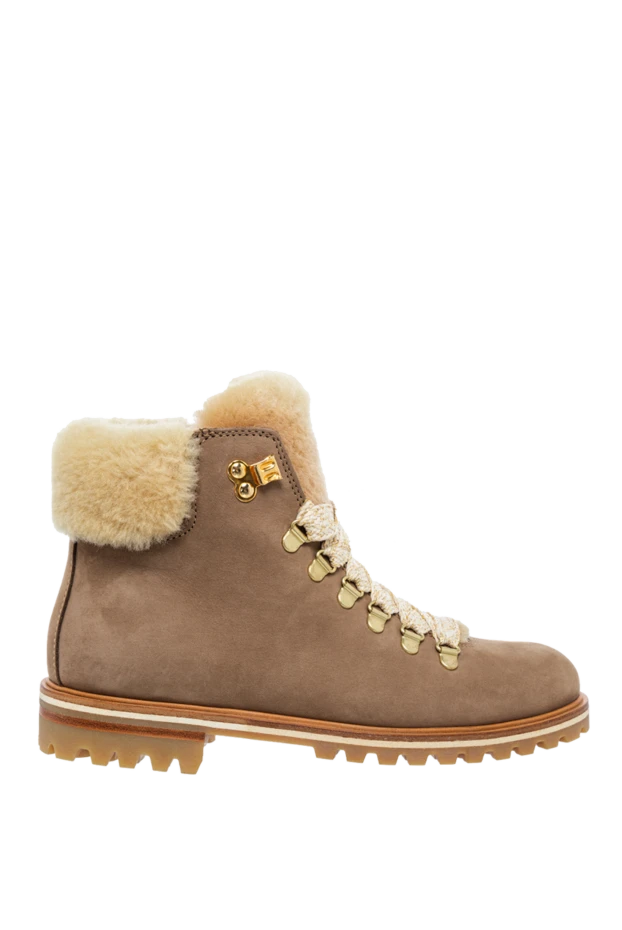 Cesare di Napoli woman beige nubuck and fur boots for women купить с ценами и фото 149200 - photo 1