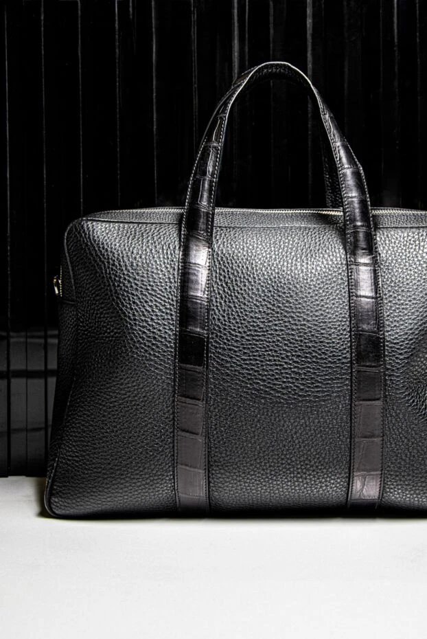 Cesare di Napoli портфель кожаный черный с плечевым ремнем мужской 149266 - фото 2