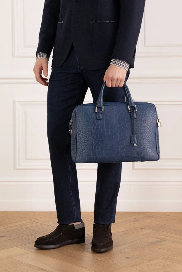 Cesare di Napoli man blue leather briefcase for men 149268 - photo 2