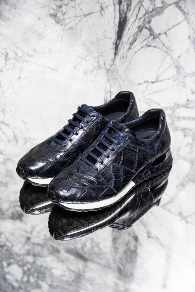 Cesare di Napoli кроссовки темно- синие из кожи аллигатора с амортизирующей вставкой
149337 - фото 2
