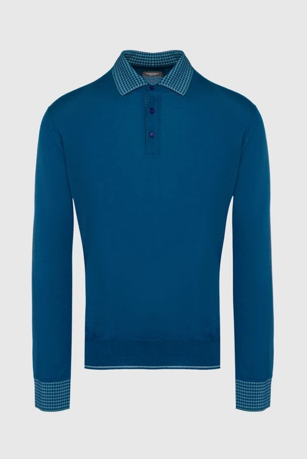 Поло с длинным рукавом в бирюзовом цвете с контрастным узорным воротником
- фото 1