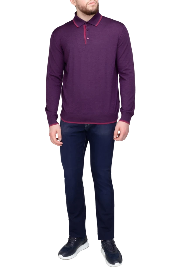 Stefano Ricci поло с длинным рукавом из шелка и кашемира бордовое мужское с длинным рукавом 149358 - фото 2