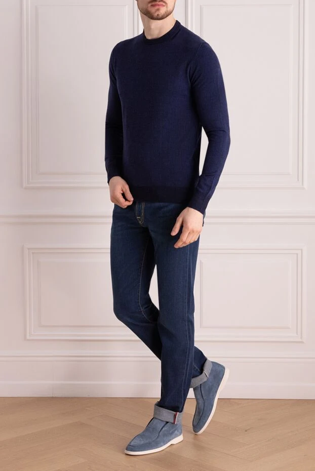 Dalmine man wool, silk and cashmere jumper blue for men купить с ценами и фото 149382 - photo 2