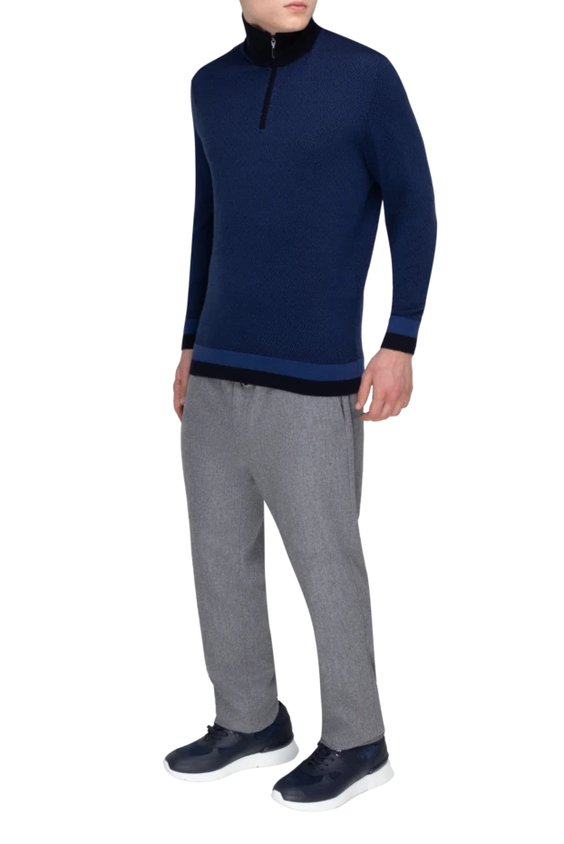 Dalmine man wool, cashmere and silk troyer blue for men купить с ценами и фото 149391 - photo 2