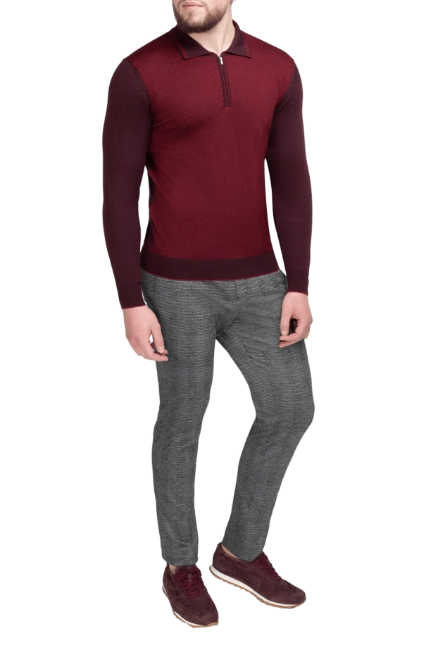 Dalmine man long-sleeve polo in wool, silk and cashmere red for men купить с ценами и фото 149401 - photo 2