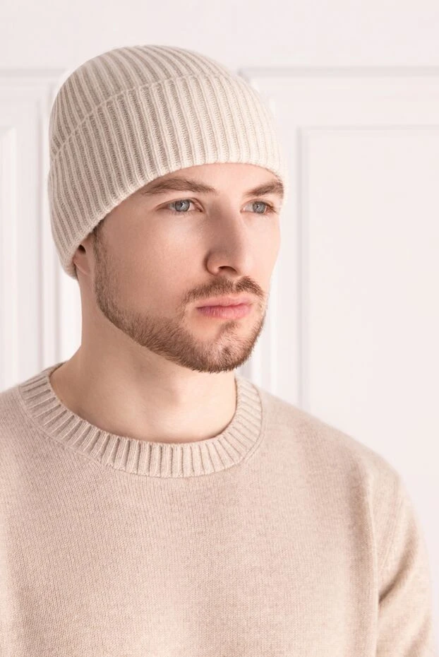 Drumohr man white cashmere hat for men купить с ценами и фото 149417 - photo 2