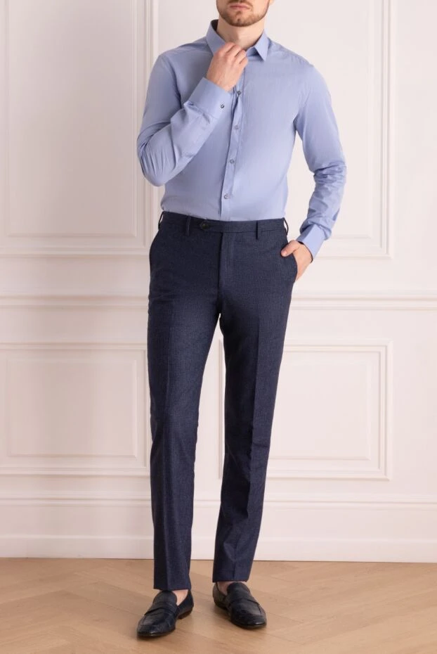 Drumohr man blue wool trousers for men купить с ценами и фото 149422 - photo 2