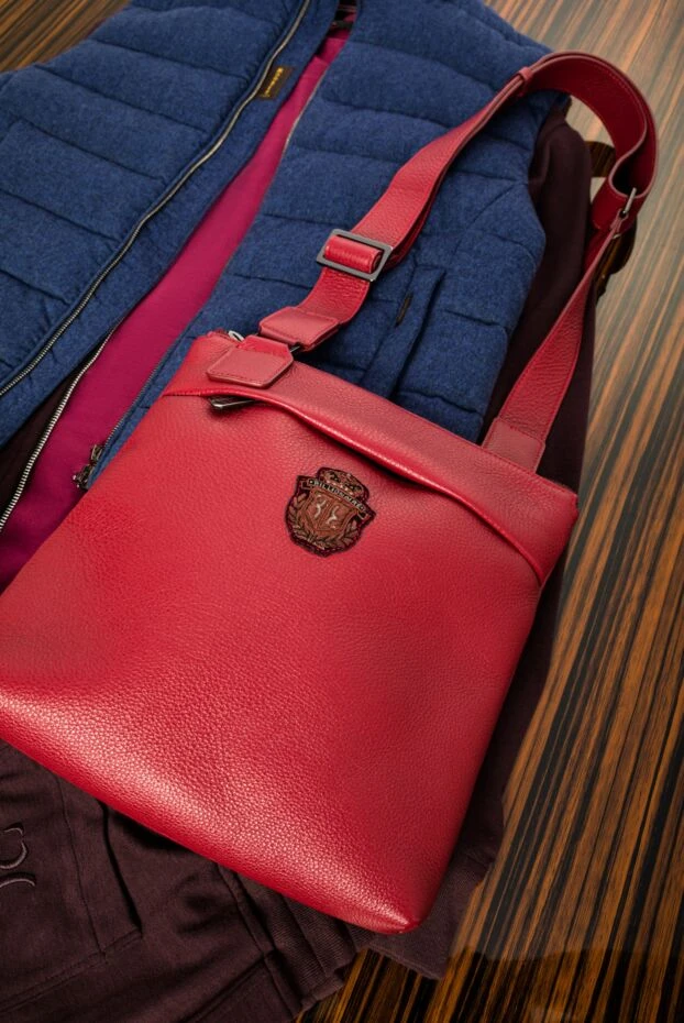 Сумка через плечо из натуральной кожи бордовая мужская - фото 2