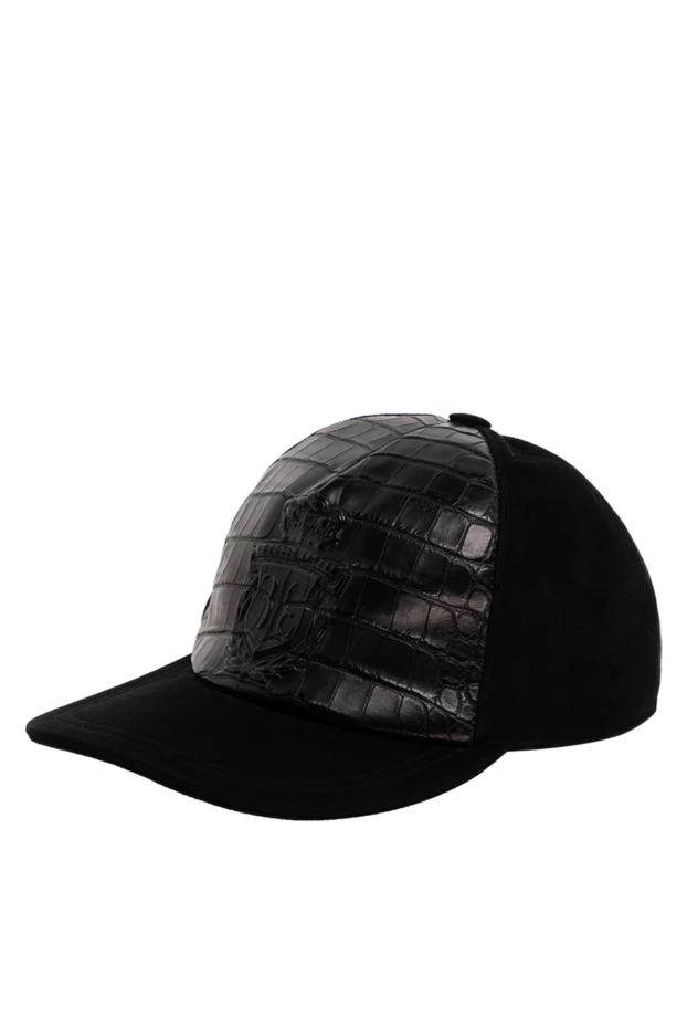 Billionaire кепка из кожи крокодила и замши черная мужская 149501 - фото 3