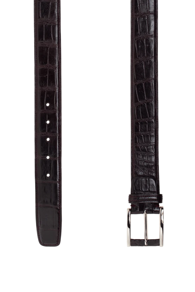 Tardini ремень из фактурной кожи крокодила темно-бордовый мужской 149511 - фото 3