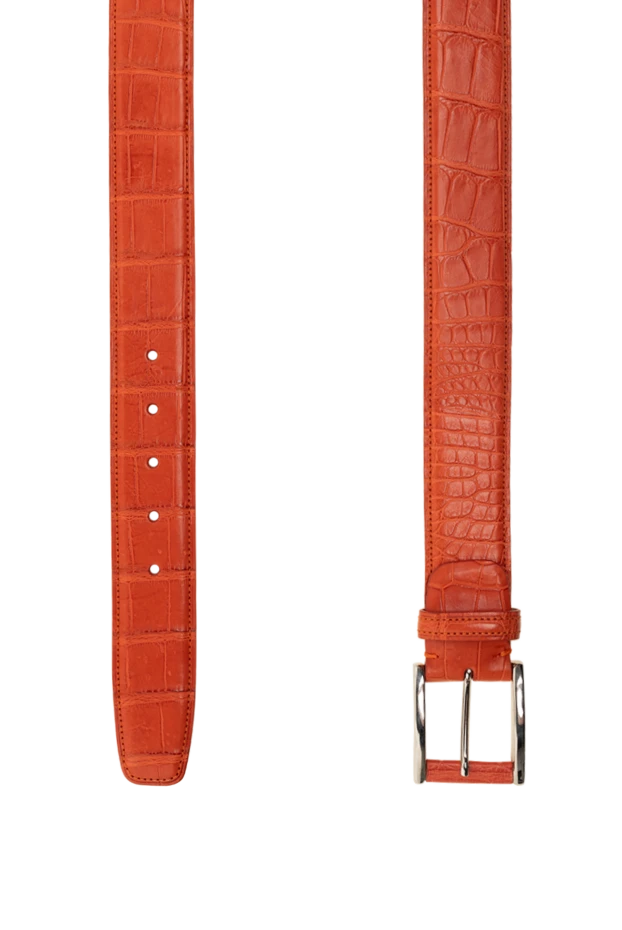 Tardini ремень из кожи крокодила насыщенного оранжевого цвета с полированной пряжкой
 149514 - фото 3