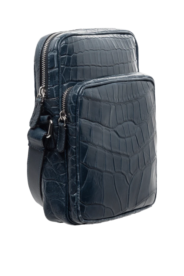 Cesare di Napoli men’s blue alligator leather crossbody bag with an additional compartment 149536 - photo 3