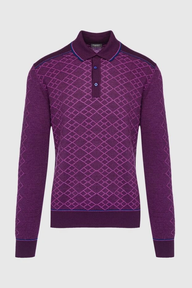 Бургундия жібек және кашемирден жасалған, графикалық геометриялық өрнегі бар ұзын жеңді поло жейдесі
- фото 1