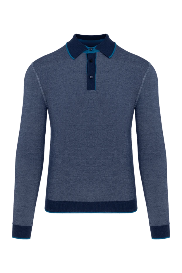 Long-sleeved polo shirt in gray and blue with a contrast collar
- photo 1