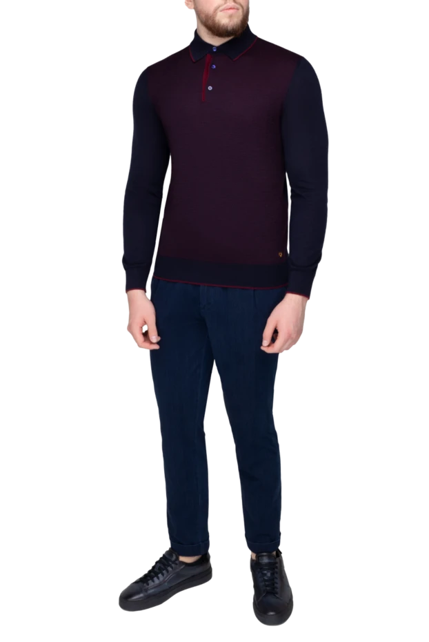 Stefano Ricci поло с длинным рукавом из шелка и кашемира бордовое мужское с длинным рукавом 149560 - фото 2