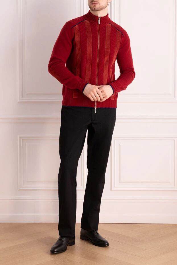 Кардиган мужской из кашемира красный - фото 2