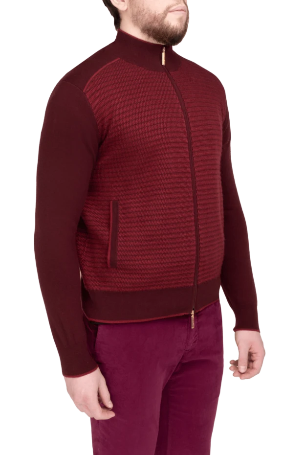 Stefano Ricci кардиган мужской из кашемира и шелка красный 149573 - фото 3