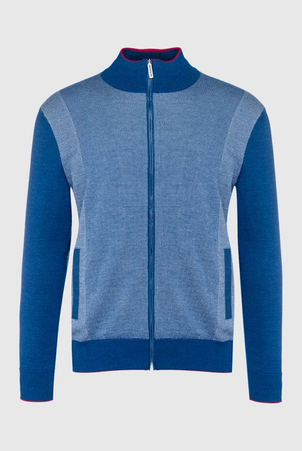 Мужской джемпер на молнии из кашемира голубого цвета
- фото 1