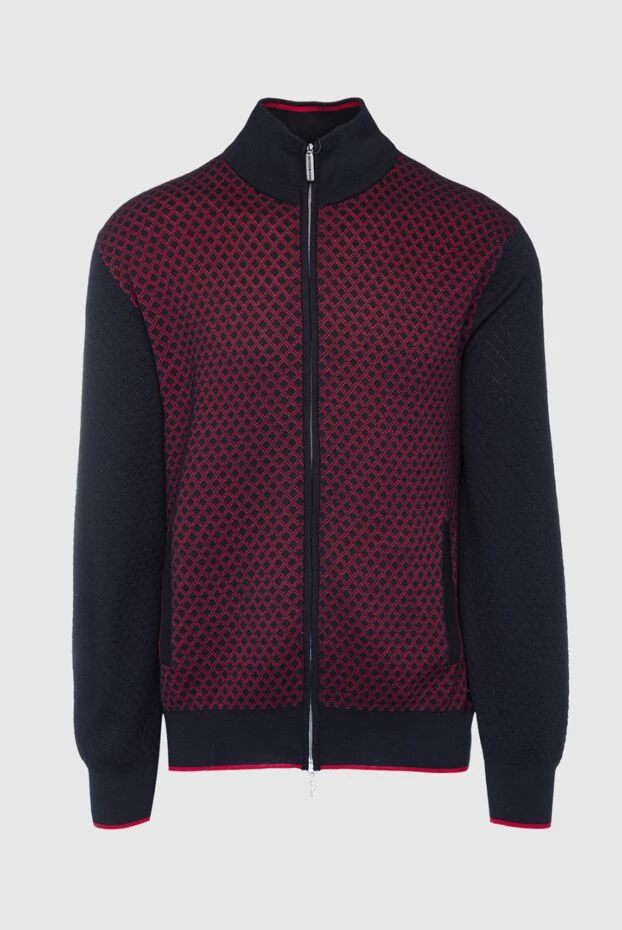 Burgundy zippered cardigan with a red diamond pattern - photo 1