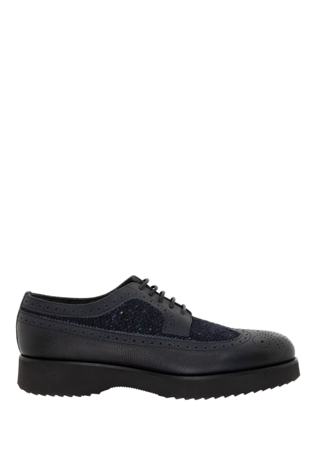 Ерлерге арналған көк былғары wingtip дерби туфлилері - фото 1