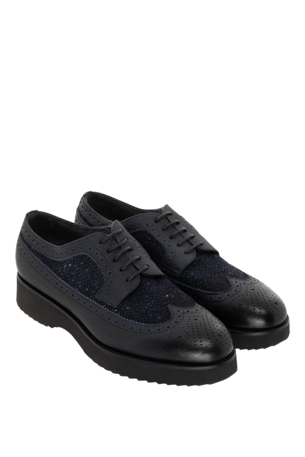 Doucal`s туфли дерби wingtip кожаные синие мужские 149732 - фото 3