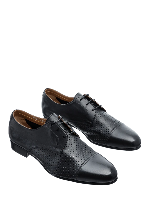 Doucal`s туфли дерби cap-toe черные кожаные с перфорацией мужские 149733 - фото 3
