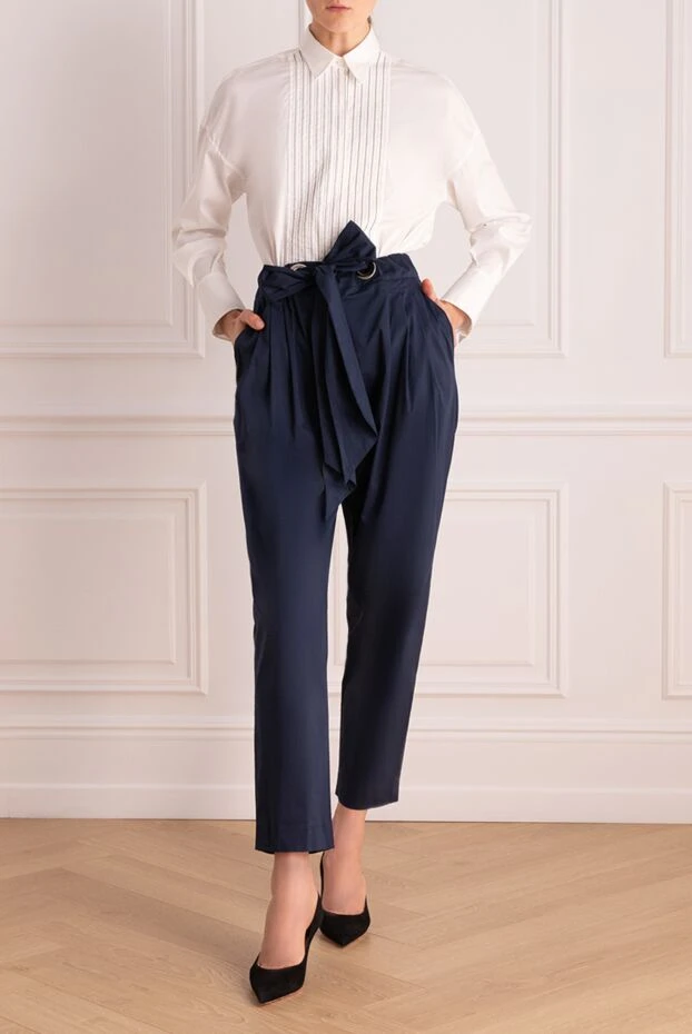 D.Exterior woman blue cotton and polyamide trousers for women купить с ценами и фото 149802 - photo 2